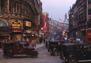 Chalmers Butterfield. Shaftsbury Ave from Picadilly Circus, London. 1949